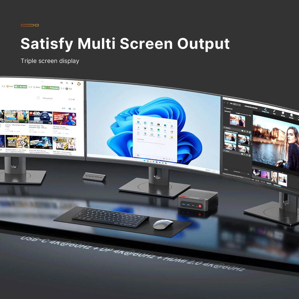 BOSGAME Mini PC P4 Plus, AMD Ryzen 7 5825U Mini Computers, 32GB DDR4 RAM 1TB m.2 NVMe SSD, Dual 2.5GbE LAN Ports/WiFi 6E/BT5.2, 4K Triple Display, Dual NVMe SSD Slots Mini Gaming PC