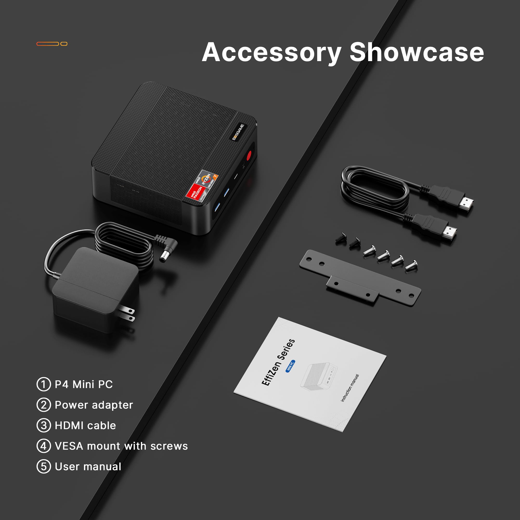 BOSGAME Mini PC P4 Plus, AMD Ryzen 7 5825U Mini Computers, 32GB DDR4 RAM 1TB m.2 NVMe SSD, Dual 2.5GbE LAN Ports/WiFi 6E/BT5.2, 4K Triple Display, Dual NVMe SSD Slots Mini Gaming PC