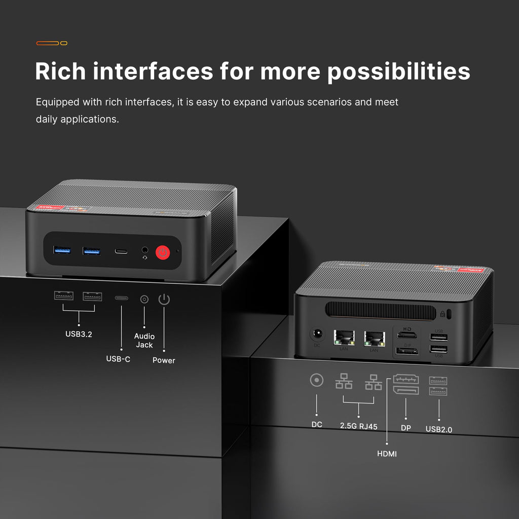 BOSGAME Mini PC P4 Plus, AMD Ryzen 7 5825U Mini Computers, 32GB DDR4 RAM 1TB m.2 NVMe SSD, Dual 2.5GbE LAN Ports/WiFi 6E/BT5.2, 4K Triple Display, Dual NVMe SSD Slots Mini Gaming PC