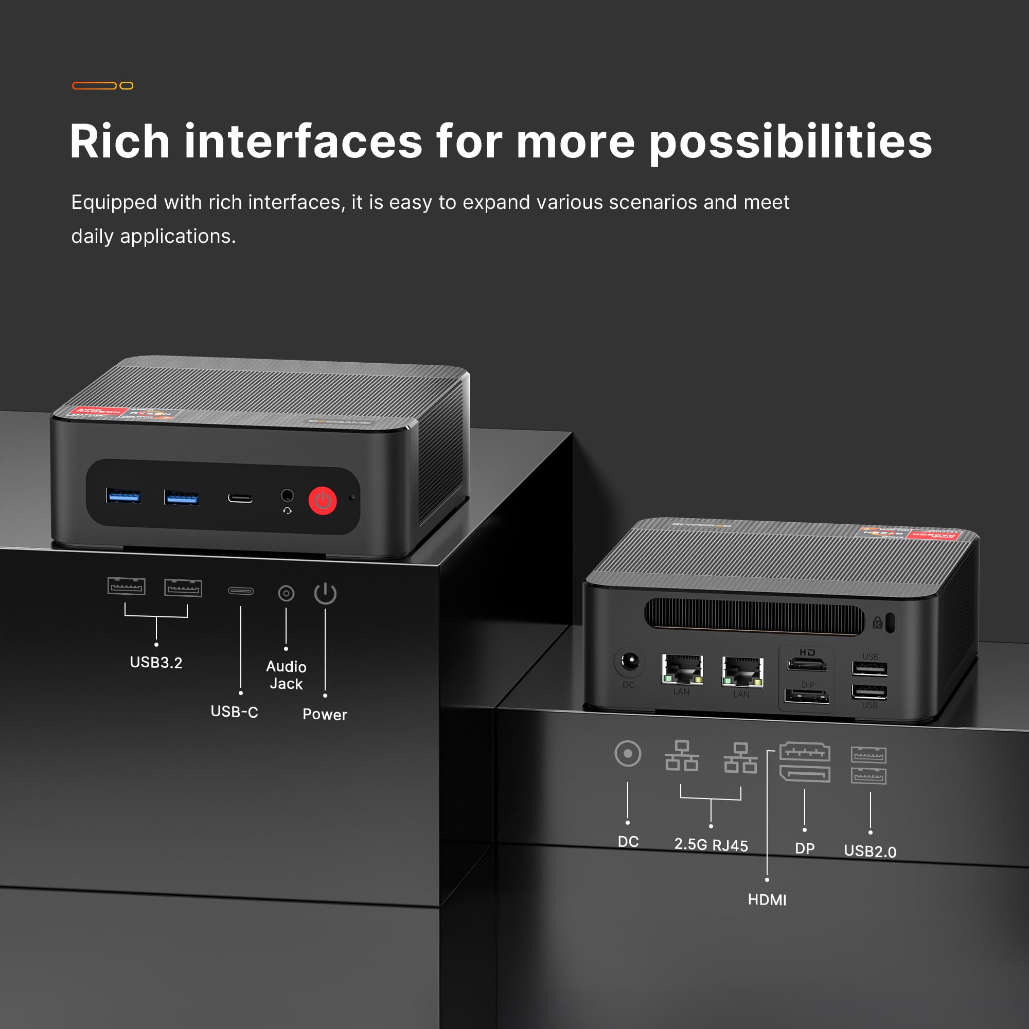 BOSGAME Mini PC P4 Plus, AMD Ryzen 7 5825U Mini Computers, 32GB DDR4 RAM 1TB m.2 NVMe SSD, Dual 2.5GbE LAN Ports/WiFi 6E/BT5.2, 4K Triple Display, Dual NVMe SSD Slots Mini Gaming PC